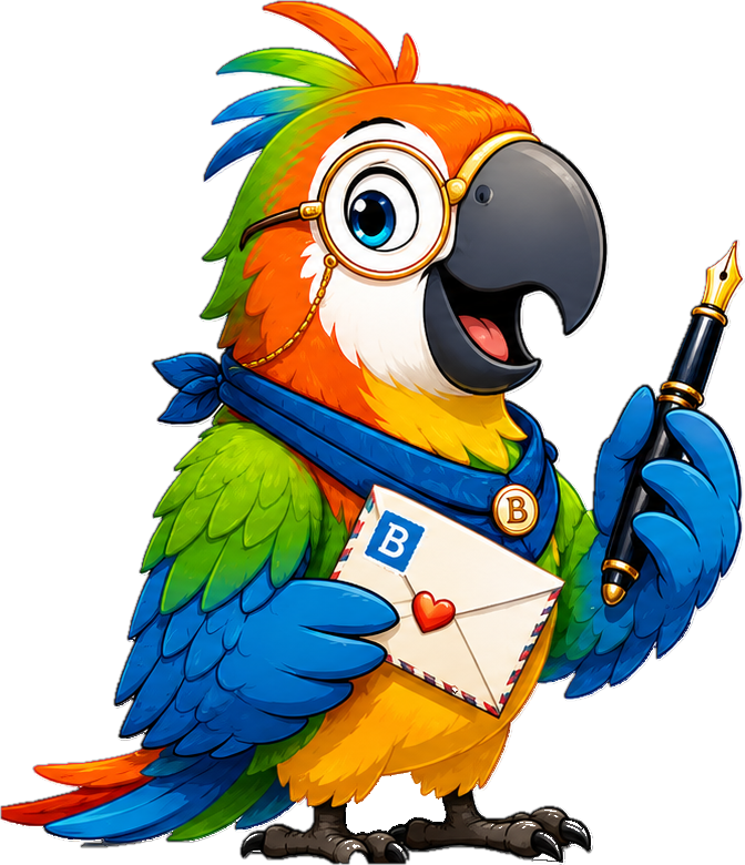 Bart holding a letter and his fountain pen